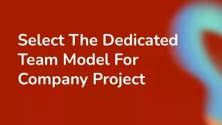 Select The Dedicated Team Model For Company Project