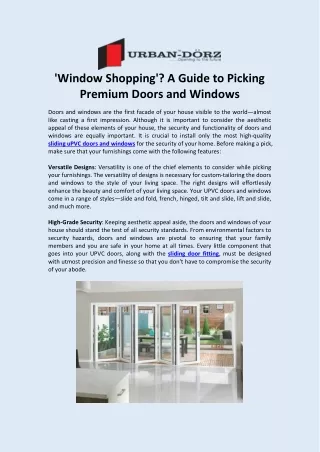 Window Shopping A Guide to Picking Premium Doors and Windows