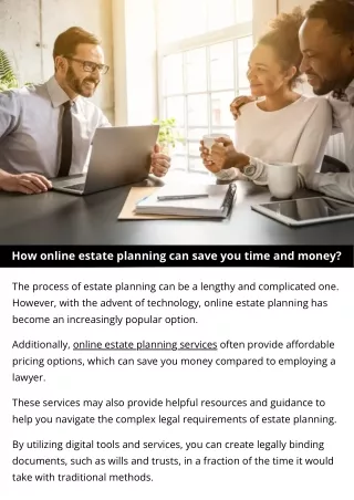 How online estate planning can save you time and money?