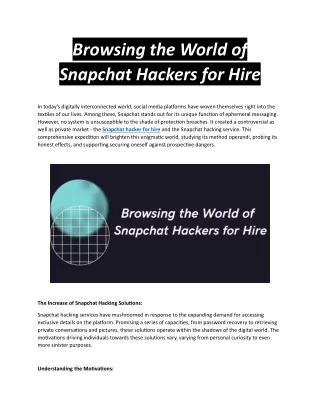 Unmasking the World of Snapchat Hacking Solutions Browsing the World of Snapchat Hackers for Hire