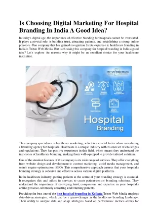 Is Choosing Digital Marketing For Hospital Branding In India A Good Idea?