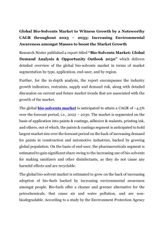 Bio-Solvents Market