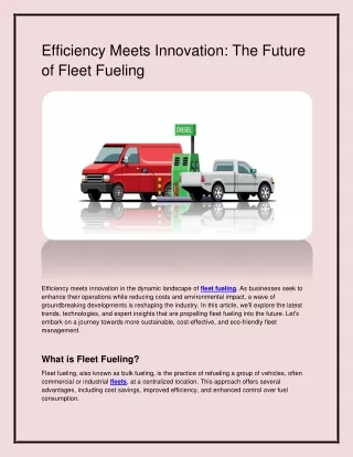 Efficiency Meets Innovation: The Future of Fleet Fueling