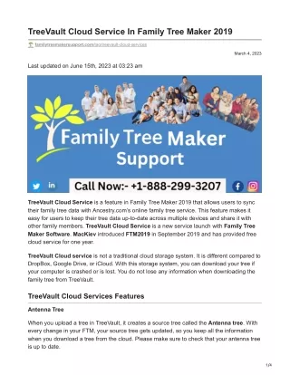 TreeVault Cloud Service In Family Tree Maker 2019