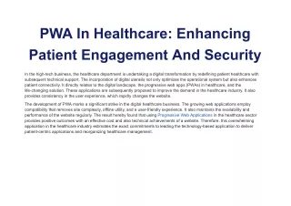 PWA In Healthcare_ Enhancing Patient Engagement And Security