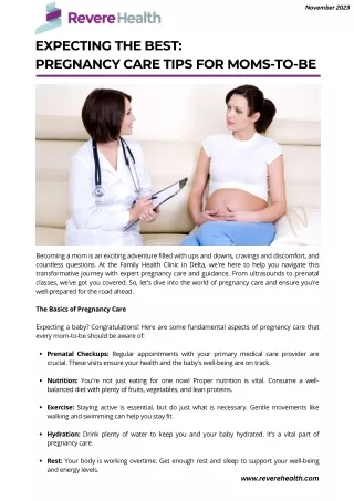 Expecting the Best Pregnancy Care Tips for Moms-to-Be | Revere Health