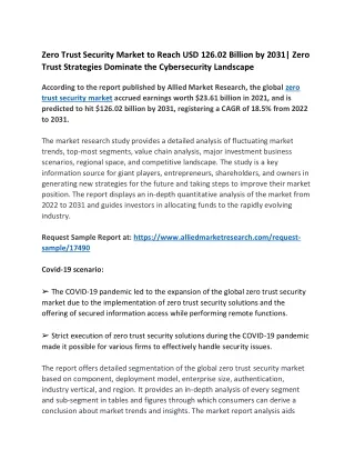 Zero Trust Security Market to Reach USD 126.02 Billion by 2031| Zero Trust
