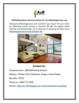 Refinishing Interior Services Gresham Or | Ar-refinishingservices.com