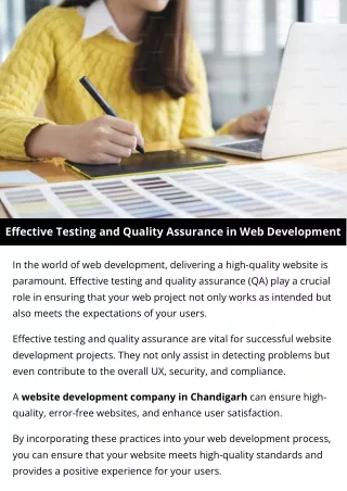 Effective Testing and Quality Assurance in Web Development