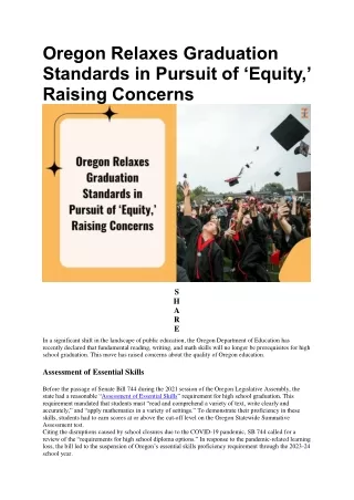 Oregon Education Relaxes Graduation Standards in Pursuit of ‘Equity,’ Raising Co