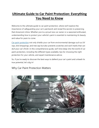 Ultimate Guide to Car Paint Protection by carzspa autofresh