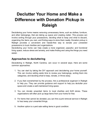 Declutter Your Home and Make a Difference with Donation Pickup in Raleigh