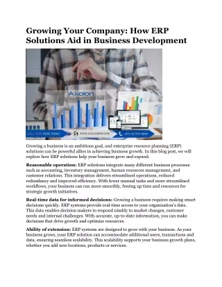 Growing Your Company How ERP Solutions Aid in Business Development