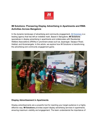 IM Solutions_ Pioneering Display Advertising in Apartments and RWA Activities Across Bangalore