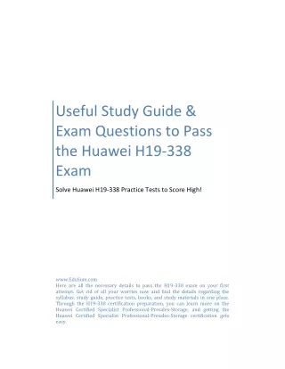 Useful Study Guide & Exam Questions to Pass the Huawei H19-338 Exam