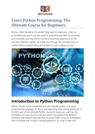 Learn Python Programming: The Ultimate Course for BeginnersA Python course in Gu