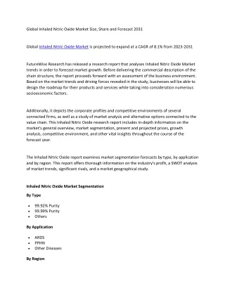 Global Inhaled Nitric Oxide Market Size, Share and Forecast 2031