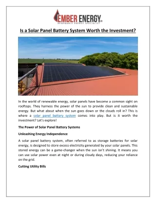 Solar Energy Battery Storage: Is the Investment Worth It? | Ember Energy