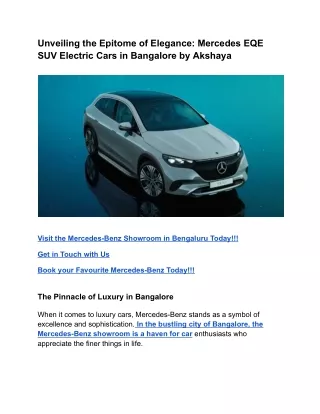 Unveiling the Epitome of Elegance_ Mercedes EQE SUV Electric Cars in Bangalore by Akshaya