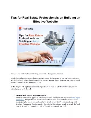 Tips for Real Estate Professionals on Building an Effective Website