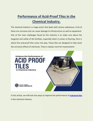 Enhance the Performance of Acid Proof Tiles in Chemical Industry
