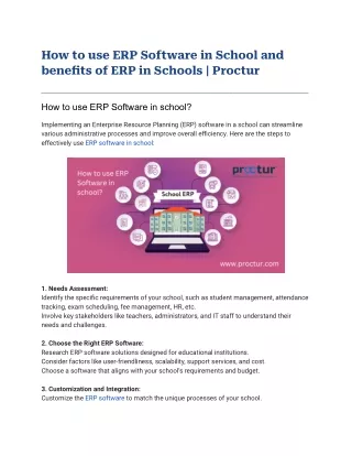 How to use ERP Software in School and benefits of ERP in Schools _ Proctur