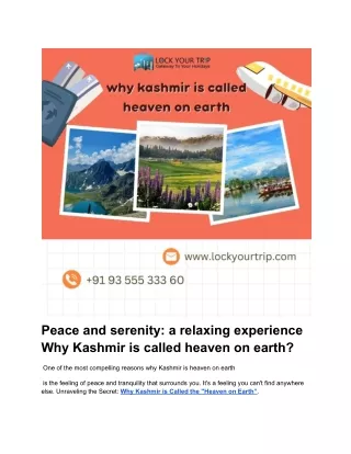 Why Kashmir is Called Heaven on Earth: Discover the Magic for Yourself