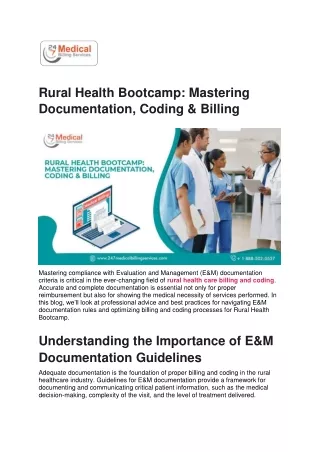 Rural Health Bootcamp - Mastering Documentation, coding & Billing