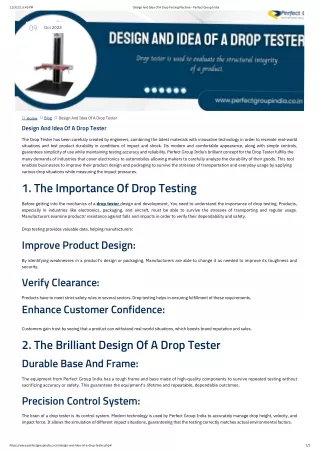 Design And Idea of A Drop Tester