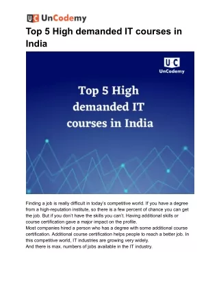 Top 5 High demanded IT courses in India