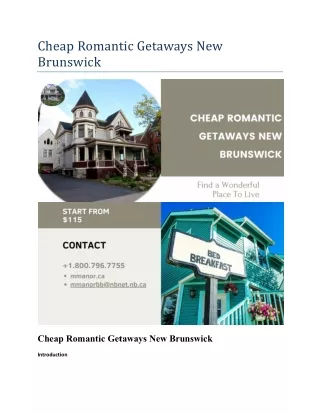 Cheap Romantic Getaways New Brunswick