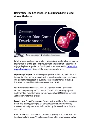 Casino Dice Game Development - Developcoins