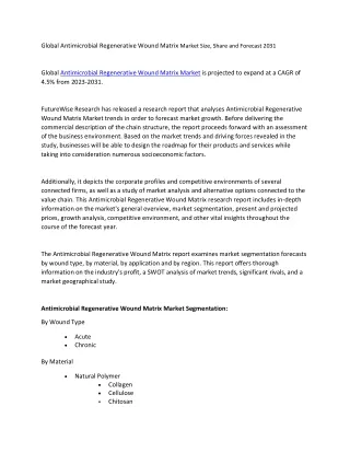 Antimicrobial Regenerative Wound Matrix Market