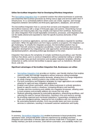Utilize ServiceNow Integration Hub for Developing Effortless Integrations 