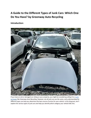 A Guide to the Different Types of Junk Cars_ Which One Do You Have_ by Greenway Auto Recycling