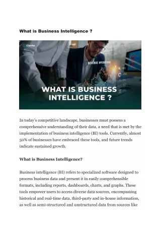 What is Business Intelligence