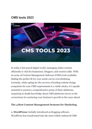 CMS tools 2023