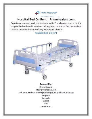 Hospital Bed On Rent | Primehealers.com