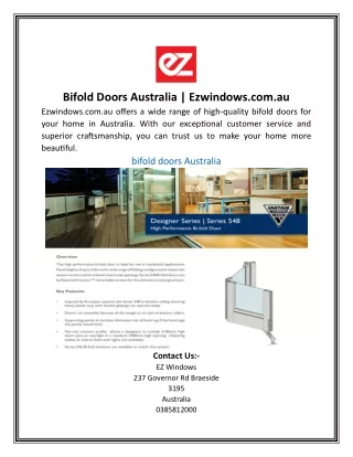 Bifold Doors Australia | Ezwindows.com.au