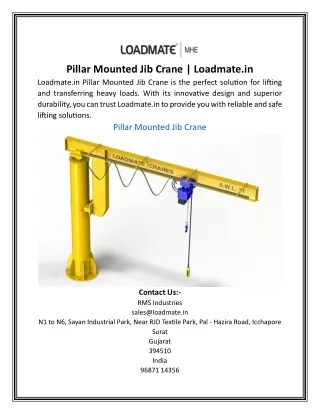 Pillar Mounted Jib Crane | Loadmate.in