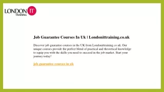 Job Guarantee Courses In Uk  Londonittraining.co.uk