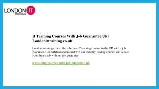 It Training Courses With Job Guarantee Uk  Londonittraining.co.uk