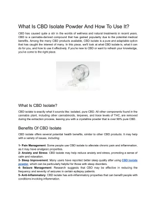 What is CBD Isolate Powder and How to Use it_