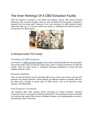 The Inner Workings Of A CBD Extraction Facility