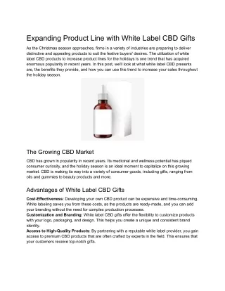 Expanding Product Line with White Label CBD Gifts