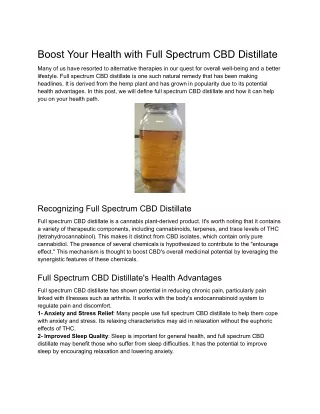 Boost Your Health with Full Spectrum CBD Distillate