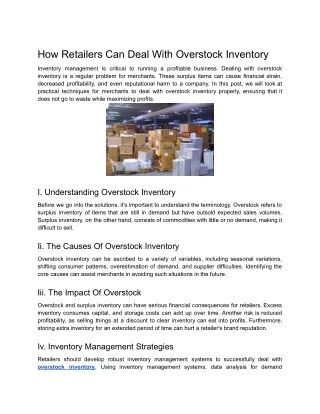 How Retailers Can Deal With Overstock Inventory