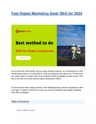 Fast Digital Marketing Solar SEO for 2024 - Google Docs