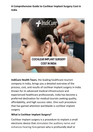 A Comprehensive Guide to Cochlear Implant Surgery Cost in India