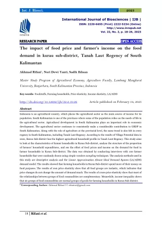 The impact of food price and farmer’s income on the food demand in kurau sub-dis